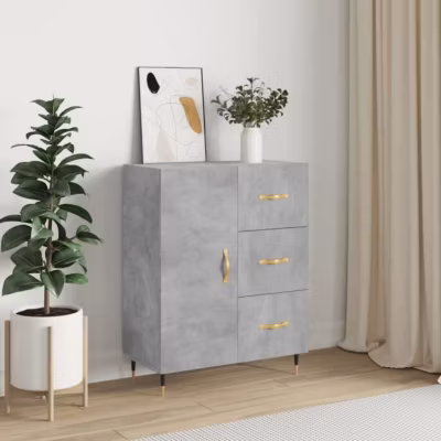 vidaXL Buffet gris béton 69,5x34x90 cm bois d&rsquo;ingénierie 827896