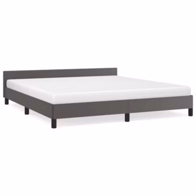 Lit double, Lit adulte, Cadre de lit avec tête de lit sans matelas gris 160×200 cm