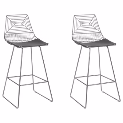 Lot de 2 chaises de bar BISBEE Métal Argenté
