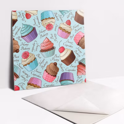 Carreaux vinyle Tulup 30×30 cm Cupcakes colorés 9 pcs