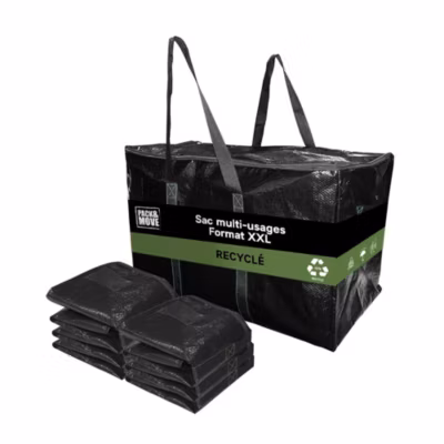 Lot 4 Grands Sacs Déménagement Recyclé – Rangement Et Transport Ultra Résistant – Réutilisable – Poignées Solides – 100L