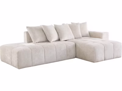Canapé d&rsquo;angle en tissu chenille « Haussmann » 3 places  Beige