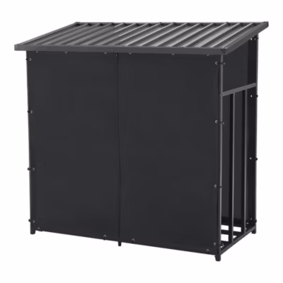 Abri-bûches couvert acier 145 x 143 x 70 cm noir casa.pro