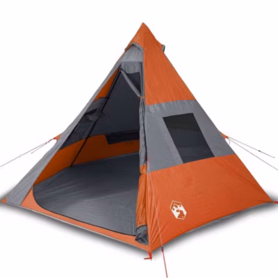 Tente de camping tipi 7 personnes orange imperméable vidaXL