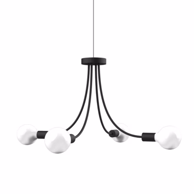LUMICOM – CLASSIC Plafonnier, 4XE27, max 42W, métal, noir mat, D.60cm