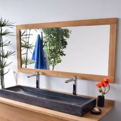 Miroir rectangulaire en teck massif Lazy 150 x 70 cm