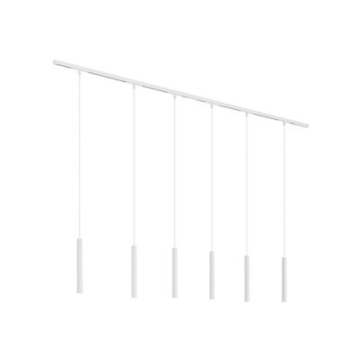 Système d&rsquo;éclairage sur rail moderne avec 6 suspensions blanches monophasé – Slimline Keno