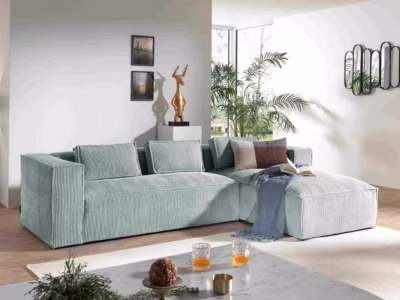 Stella – canapé d&rsquo;angle – en velours côtelé – 4 places -style contemporain – droit – Lisa Design