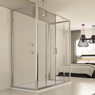 Cabine douche 3 côtés 80x170x80 CM H198 Transparent mod. Young Trio 2 Portes