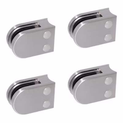 4 x Pince à verre pour tube diam. 42,4 modèle 02 – Ep. verre 8 mm – Inox 304 brossé GR320
