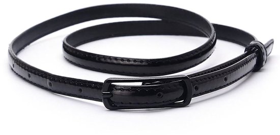 Ceinture fine en PU avec boucle – réglable – ceinture fine pour femme à porter avec des jupes, convient pour un usage quotidien – noir/bleu clair