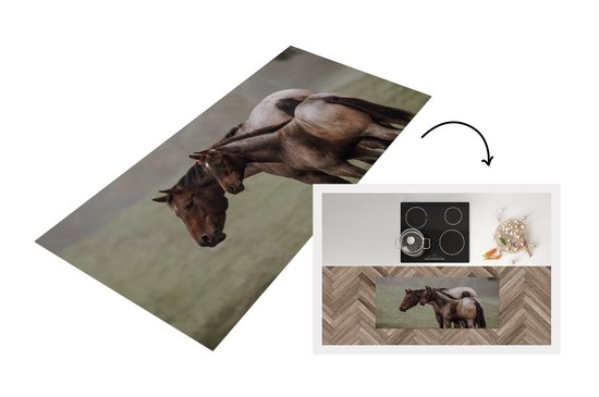 Chemin de table – Chemin de table – Paarden – Nature – Brume – 120 x 50 cm – Chemin de table en vinyle