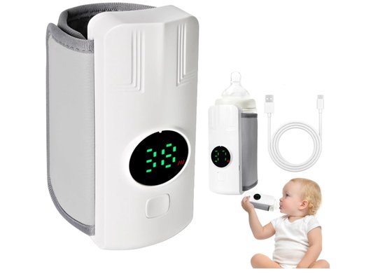 Chauffe-biberon portable – Chauffe-biberon USB sans fil avec écran LCD – 6 niveaux de température 37-55°C – 4000mAh – Chauffe-biberon USB sans fil – Chauffe-biberon rapide pour la maison, l&rsquo;extérieur, les voyages, la nuit