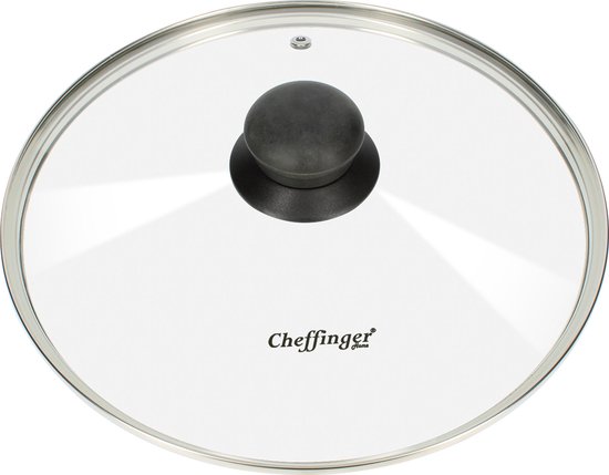 Cchefer, Couvercle pour Casserole 24 cm en Glas Ultra -résistant avec Manche en Bakélite, Transparent