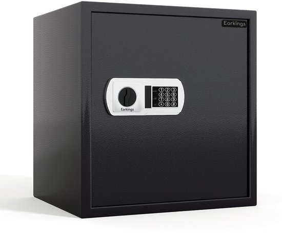 Coffre-fort Earkings 40x38x32 cm avec serrure à combinaison – Coffre-fort pour caisse électronique – Matériel de montage inclus, deux clés d&rsquo;urgence et serrure d&rsquo;alarme