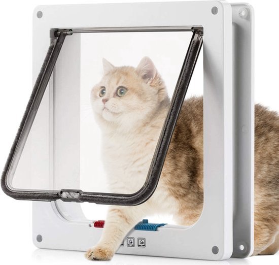 Chatière avec tunnel et fermeture magnétique – 19x20x5.5 cm – Étanche – Blanc