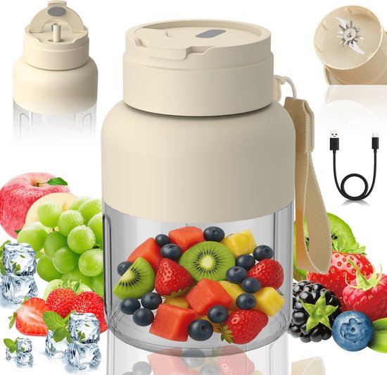 Ce mini-blender portable est un blender compact pour un usage personnel avec lequel vous pouvez préparer des smoothies et des milkshakes.
