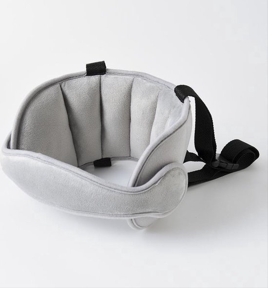 CHPN -Appui-tête pour Enfants – Bandeau réglable – Oreiller confortable – Appui-nuque | Oreiller de couchage – Bandeau – Grijs – Vacances – Conduite