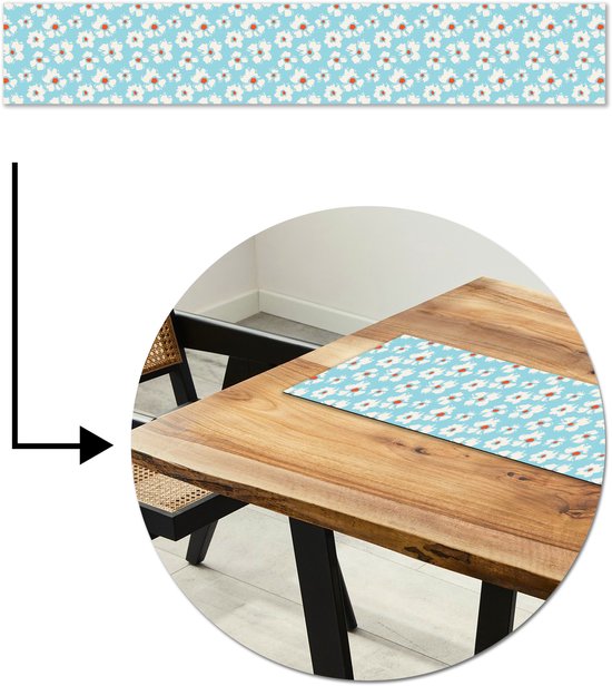 Chemin de table 180×30 cm – Set de table vinyle Aquarelle – Fleurs – Motif – Décoration de table – Décoration de table – Décoration de Cuisine – Décoration de table