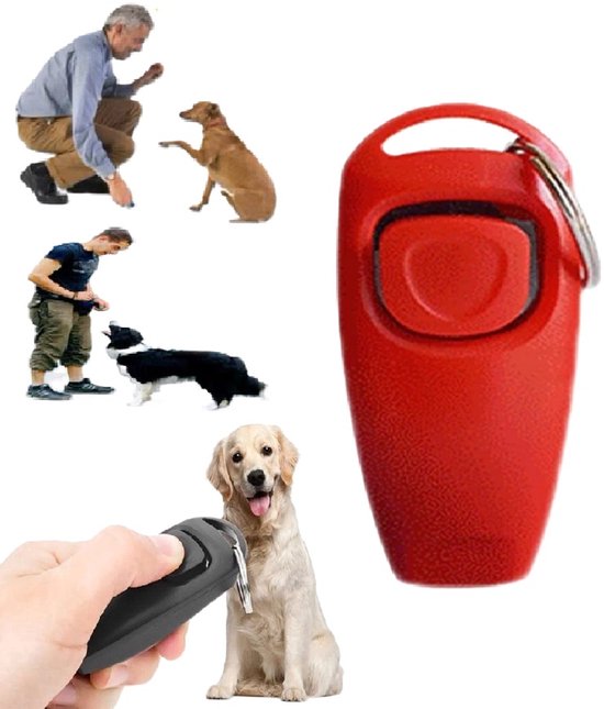 Clicker Dog Training I Clicker et Whistle I For Training Dog I Chiens Training I Animal Friendly Training Dog I Incl. Sifflet I Rouge