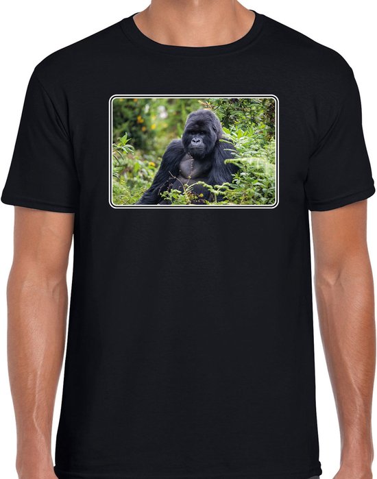 Chemise Animaux avec photo de singe – noir – pour homme – t-shirt cadeau nature / singe Gorilla – vêtements 2XL