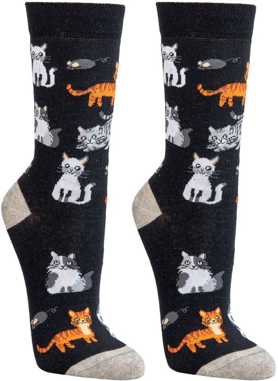 Chaussettes drôles | Chaussettes femme | Chaussettes homme | Thema: Chats | Merk: Feterz | Taille: 36-41 / 42-47 | 2 Paires