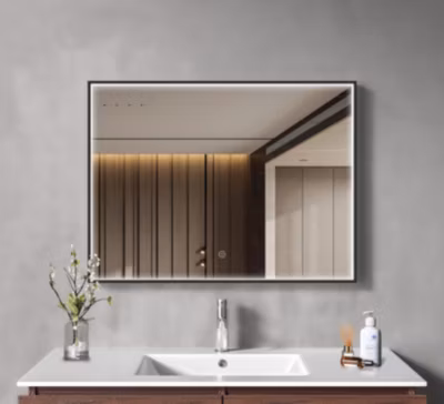 Miroir salle de bain LOMAZOO Bordeaux avec LED 80 x 60 cm rectangle Noir