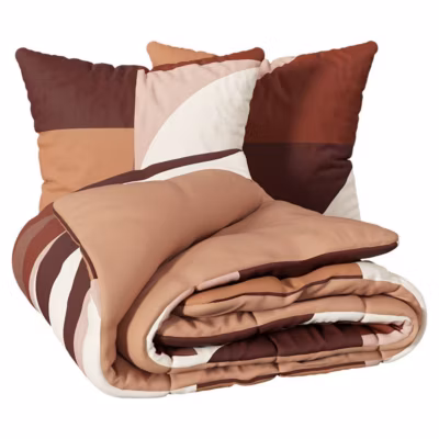 Parure de lit 3 pièces Tatia percale de coton terracotta 260x240cm – Atmosphera