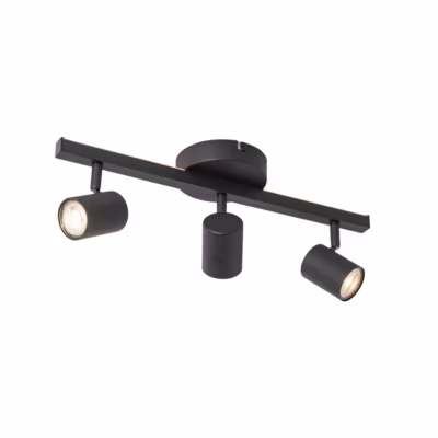 Spot de plafond noir GU10 50mm 3 lumières avec rétroéclairage et interrupteur à 3 positions – Back Up