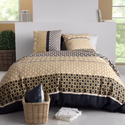 Housse de couette 240×220 LUXORE + 2 taies coton 57 fils