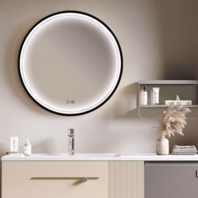 Miroir de Salle de Bain Lumineux LED Réglables 80 – Noir Mat – Tactile & Anti-Buée – PARIS LEDIMEX