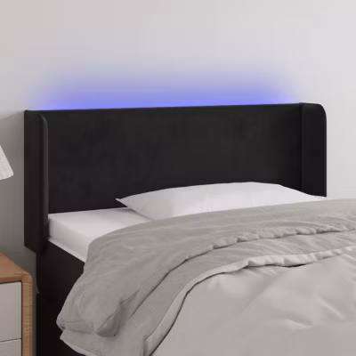 vidaXL Tête de Lit à LED Meuble de Chambre à Coucher Accessoire de Lit Simple Tête de Cadre de Lit Intérieur Noir 3123000