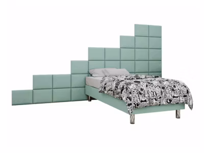 Lit continental Logan 106, Unique, Turquoise, Tissu, Disponible