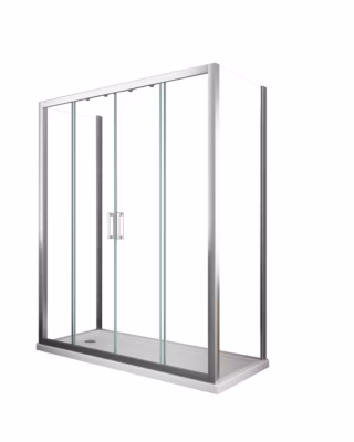 Douche de 6 mm avec deux parois fixes et une overture coulissante H.190 – 72,5-75 fixes x 148-153 overture centrale