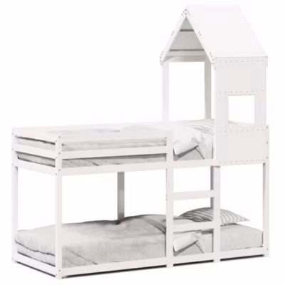 Cadre de lit, Lit superposé sans matelas blanc 90×190 cm bois de pin massif