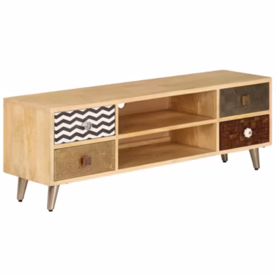 Prolenta Premium –  Meuble TV 120x30x40 cm Bois massif de manguier