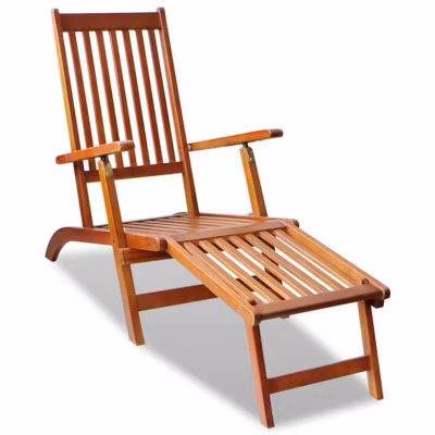 Chaise longue en bois d&rsquo;acacia – Naturel – 167 x 56 x 75 cm