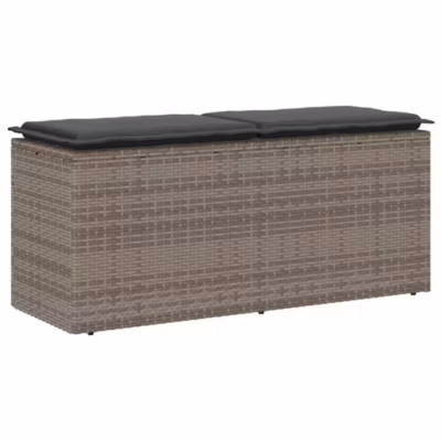 Banc de jardin avec coussin gris 110x40x44 cm résine tressée vidaXL