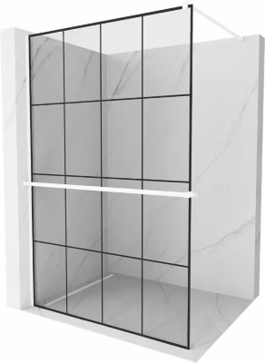 Mexen Kioto+ paroi de douche avec étagère Walk-in 140 x 200 cm, grille noire, blanche – 800-140-121-20-77
