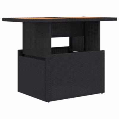Table de jardin noir 100x55x73 cm résine tressée et bois acacia vidaXL