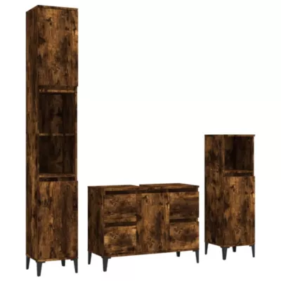 Ensemble de meubles de salle de bain 3 pcs Chêne fumé vidaXL