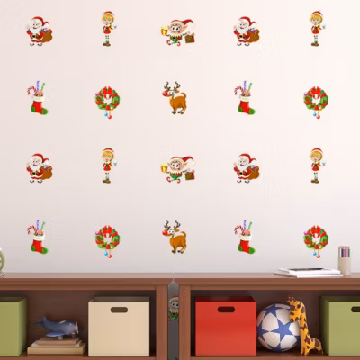Sticker Noël les surprises de Noël – Autocollants stickers adhésifs noël – décoration fêtes – 90x115cm