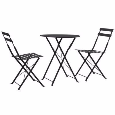 vidaXL Mobilier de bistro 3 pcs Acier Noir