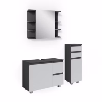 Vicco Ensemble meubles bain Anthracite 3 pièces, avec armoire de milieu