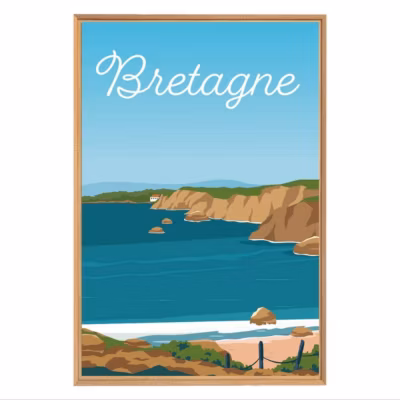 Tableau mural encadré plage en bretagne 65×97 cm Fabriqué en France