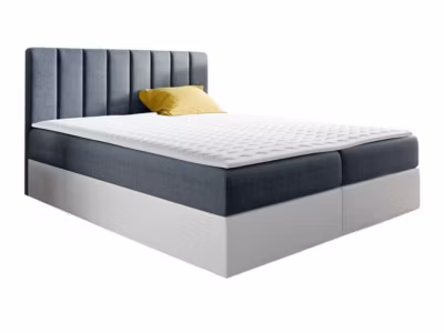 Lit continental Baltimore 125, Double, Gris, Faux cuir, Disponible