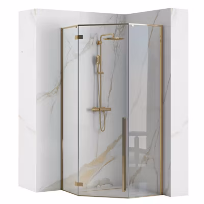 Cabine de douche REA Diamond Gold 90×90 + receveur White