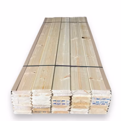 Lot de 34 lattes de bardage à rainure et languette en sapin massif, 1 face, bord vif (naturel) 10 m2/carton 2x14x210 cm