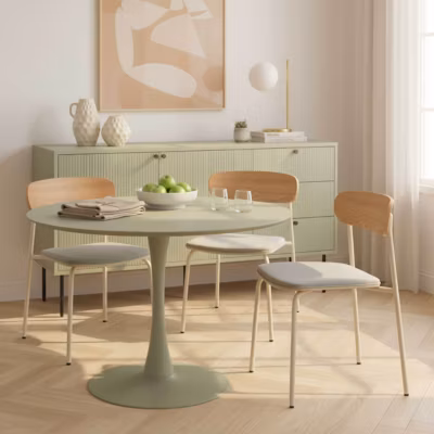 Table à manger ronde 4 personnes D100 cm vert  Oviala