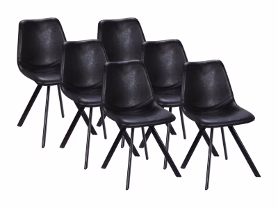 Lot de 6 chaises LUBINE – Simili – Noir